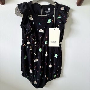 Kyte BABY Black Colorful Bubble Romper Birthday Print
